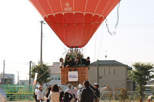 Riding on a hot-air balloon