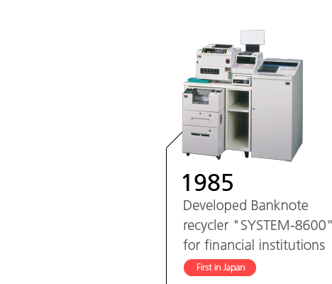 1985 Developed Banknote recycler 'SYSTEM-8600' for financial institutions First in Japan