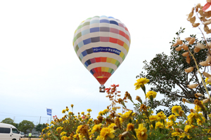 Flying hot-air balloon