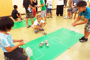 Playing soccer game with the robot