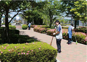 Cleaning public areas at the headquarters