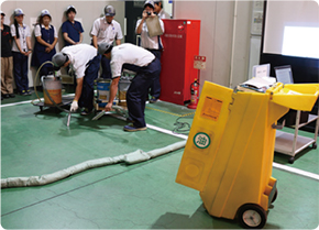 Simulation drill for a machinery oil spill